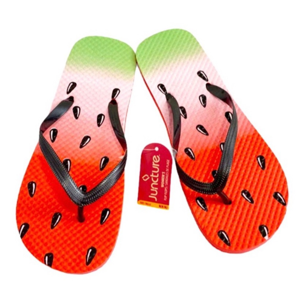 Juncture Multicolor Watermelon Print Thong Flip Flop Slippers Sandals,Size S 5/6